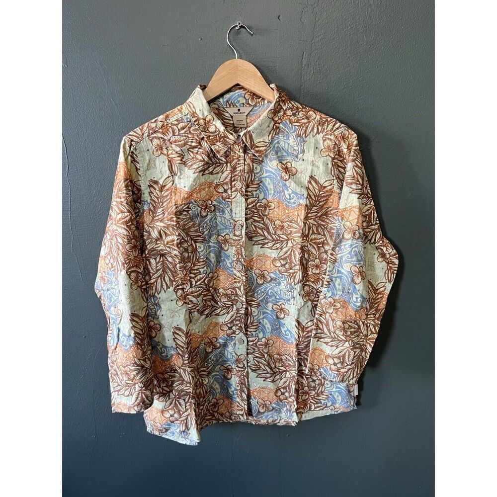 Woolrich Womens Green Floral Pattern Long Sleeve Button Up Shirt Size Large